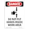 Signmission OSHA Danger Sign, Do Not Put Hands Inside, 24in X 18in Decal, 18" W, 24" L, Portrait OS-DS-D-1824-V-1650 - alternate 1